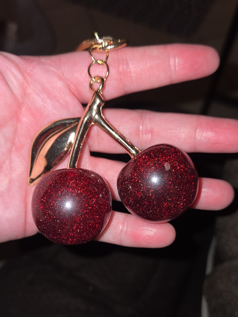 Red Glitter Cherries Bag Charm/keychain